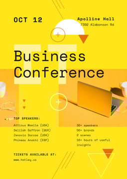 Business Conference Announcement Laptop in Yellow