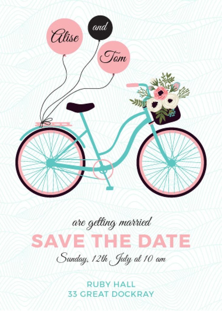Save the Date with Bicycle and Flowers — Create a Design Save the Date with Bicycle and Flowers — Create a Design