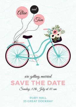 Save the Date with Bicycle and Flowers