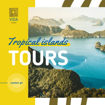 Tropical Tour Invitation with Sea and Islands View