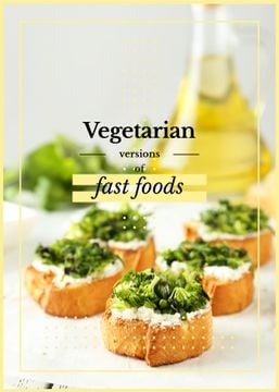Vegetarian Food Recipes Bread with Broccoli | Flyer Template