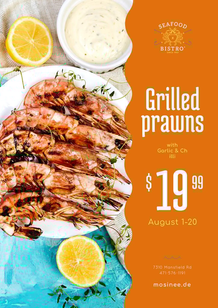 Seafood Menu Offer with Prawns with Sauce — Crear un diseño Seafood Menu Offer with Prawns with Sauce — Crear un diseño