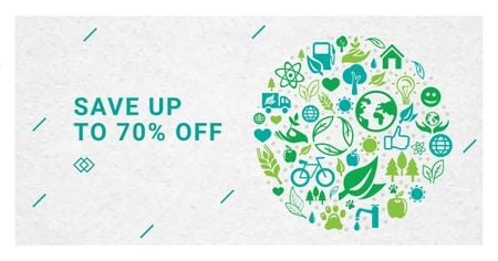 Sale Discount Offer with Green Lifestyle Illustration Facebook AD Design Template