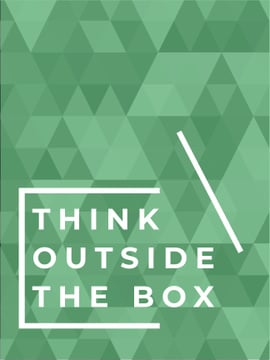 Think outside the box quote on green pattern