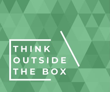 Think outside the box quote on green pattern