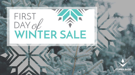 First Winter Day Sale with Tree Covered in Snow Youtube Design Template