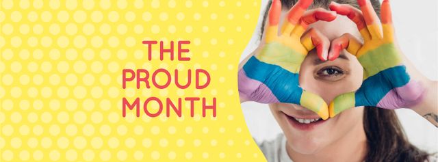 Pride Month Announcement With Girl Showing Heart Online Facebook Cover Template Crello