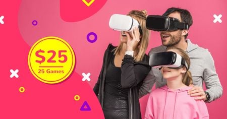 Family in VR Glasses Facebook AD Design Template