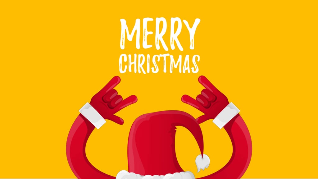 Christmas Greeting Santa Showing Rock Sign — ein Design erstellen Christmas Greeting Santa Showing Rock Sign — ein Design erstellen