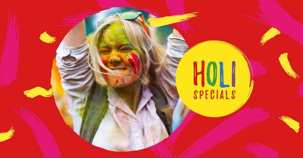 Holi Festival Sale with Girl in Paint — Створити дизайн Holi Festival Sale with Girl in Paint — Створити дизайн