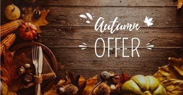 Autumn Offer with Leaves and Pumpkins