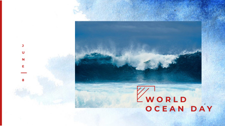 Ocean Day Announcement with Powerful Wave FB event cover Design Template