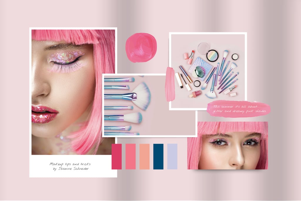 Creative Makeup in Pink with glitter — Create a Design Creative Makeup in Pink with glitter — Create a Design