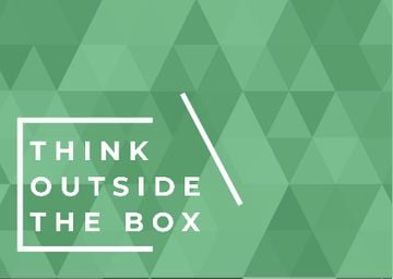 Think outside the box quote on green pattern
