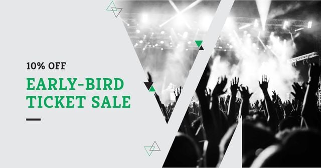 Tickets Sale with Crowd at Concert Facebook AD Modelo de Design