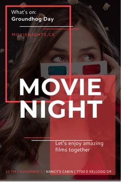 Movie Night Event Woman in 3d Glasses