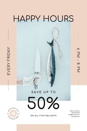 Happy Hours Offer on Fresh Fish Tumblr Design Template