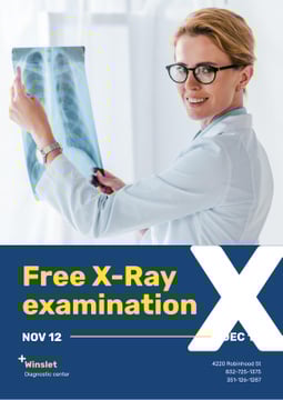 Clinic Promotion with Doctor Holding Chest X-Ray