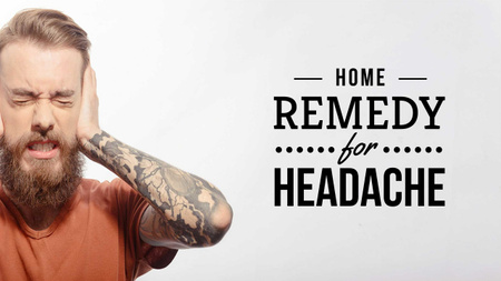 Headache Remedy Ad with Man Suffering from Pain Youtube Design Template