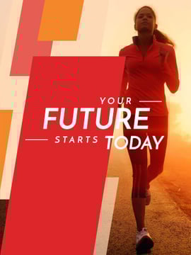 Motivational Sports Quote Running Woman in Red