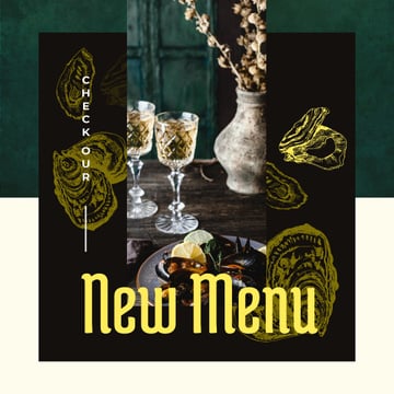 New Menu Ad with Served cooked mussels