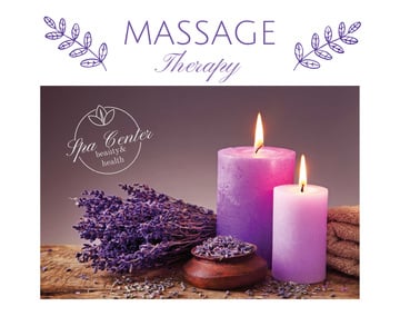 Massage therapy ad with lavender and candles