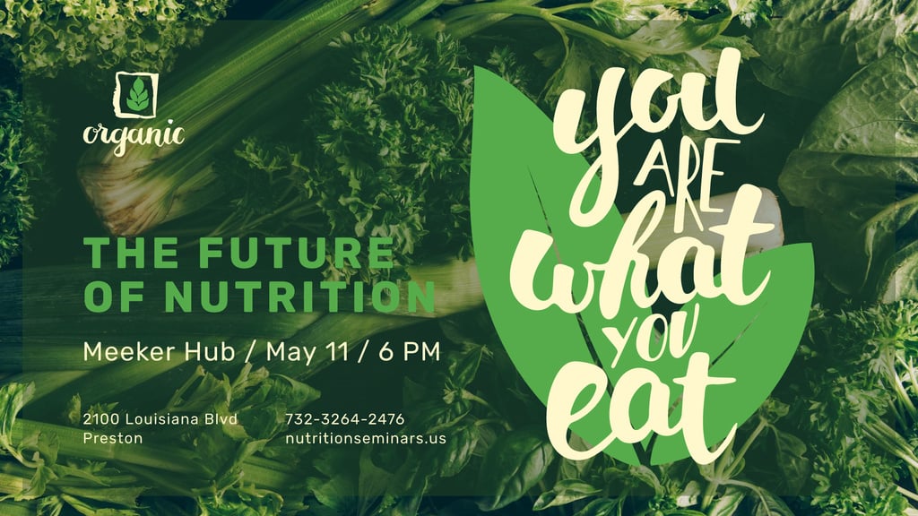 Nutrition Lecture announcement with Green Food — Maak een ontwerp Nutrition Lecture announcement with Green Food — Maak een ontwerp