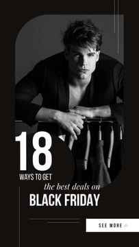 Black Friday Ad Handsome man in stylish clothes