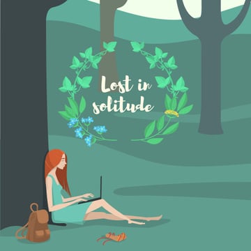 Girl with Laptop under Tree