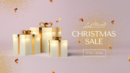 Christmas Sale Announcement with Festive Gifts FB event cover Design Template