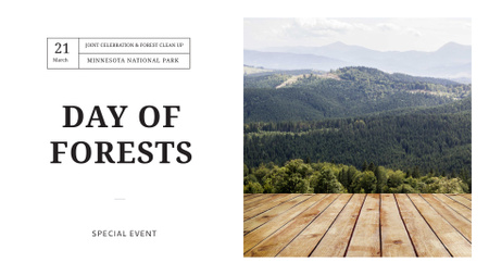 Forest Day Announcement with Scenic Landscape FB event cover Design Template