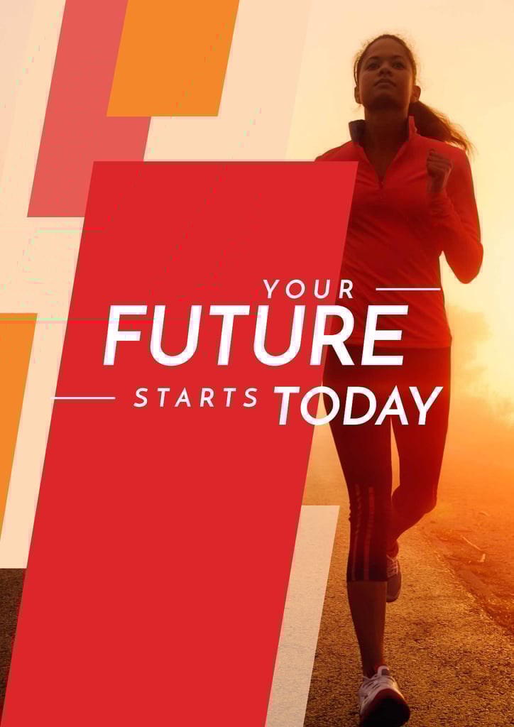 Motivational Sports Quote with Running Woman in Red — Crear un diseño Motivational Sports Quote with Running Woman in Red — Crear un diseño