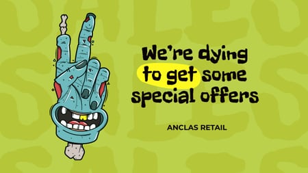 Halloween Offer with Funny Dead Hand Youtube Thumbnail Design Template