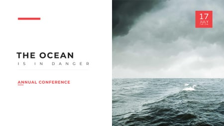 Ecology Conference Announcement with Stormy Sea FB event cover Design Template