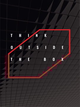 Think outside the box Quote on black tiles