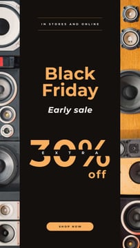 Black Friday Sale with Black large speakers