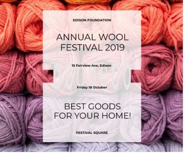 Knitting Festival Invitation Wool Yarn Skeins
