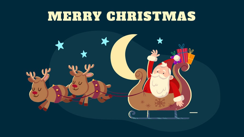 Christmas Greeting Santa Riding in Sleigh — ein Design erstellen Christmas Greeting Santa Riding in Sleigh — ein Design erstellen