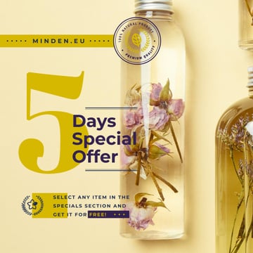Natural Cosmetics Products Flowers in Bottles
