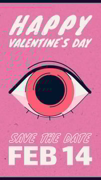 Lover's reflection in the eye on Valentine's Day