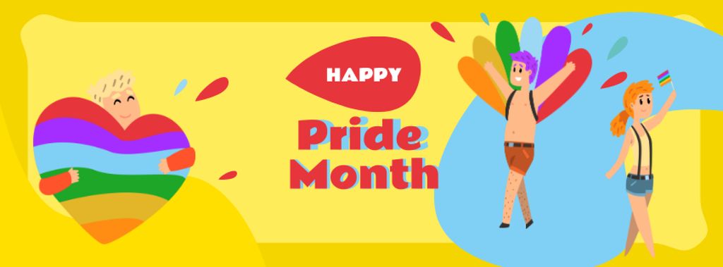 Pride Month Announcement With People On Demonstration Online Facebook Cover Template Crello