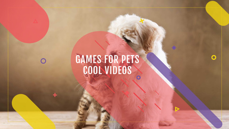 Games for Pets with Cute Dog and Cat Youtube Design Template