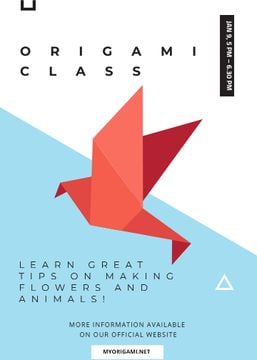 Origami Classes Invitation Paper Bird in Red