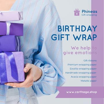 Birthday Gift Wrap Offer Woman Holding Presents