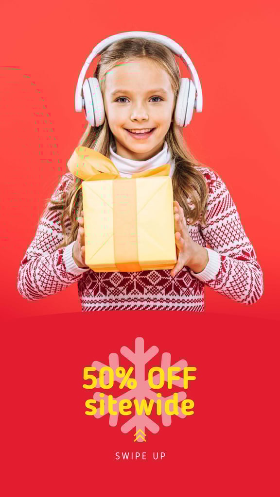 Christmas Offer Girl in Headphones with Gift — Crear un diseño Christmas Offer Girl in Headphones with Gift — Crear un diseño