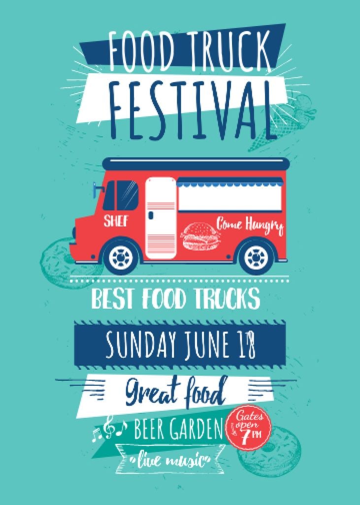 Food Truck festival announcement with Delivery Van – Stwórz projekt Food Truck festival announcement with Delivery Van – Stwórz projekt