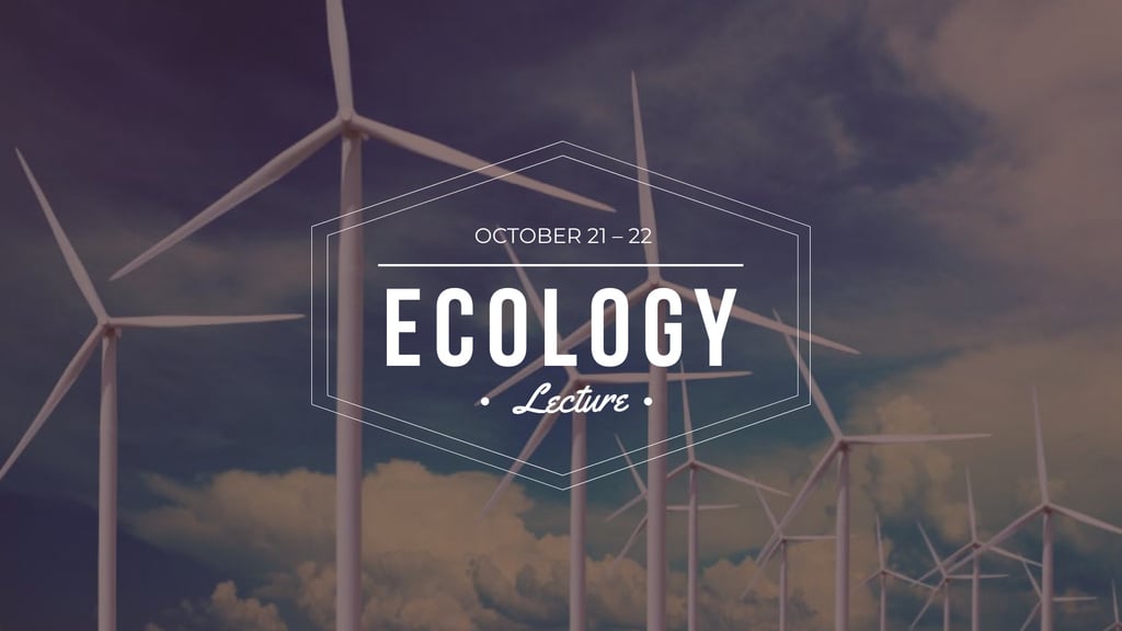 Plantilla de diseño de Ecology Lecture with Wind Turbines Farm FB event cover