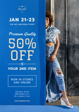 Fashion Sale with Woman Wearing Denim Clothes