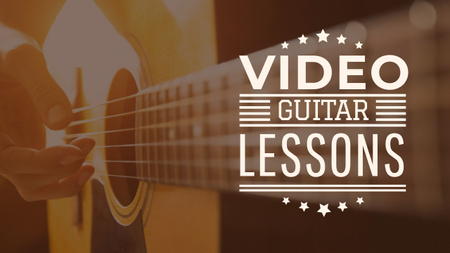 Music Lessons Ad with Man Playing Guitar Youtube Design Template