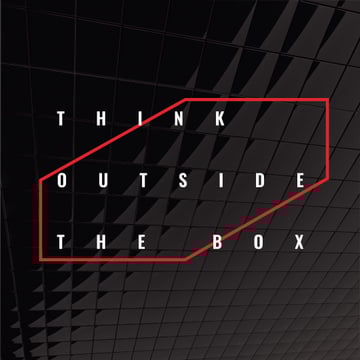 Think outside the box Quote on black tiles